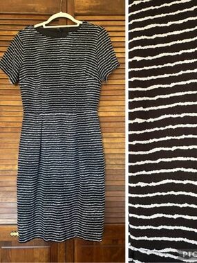 Poppy Lux UK Striped Black and White Short Sleeve sheath Dress size 6